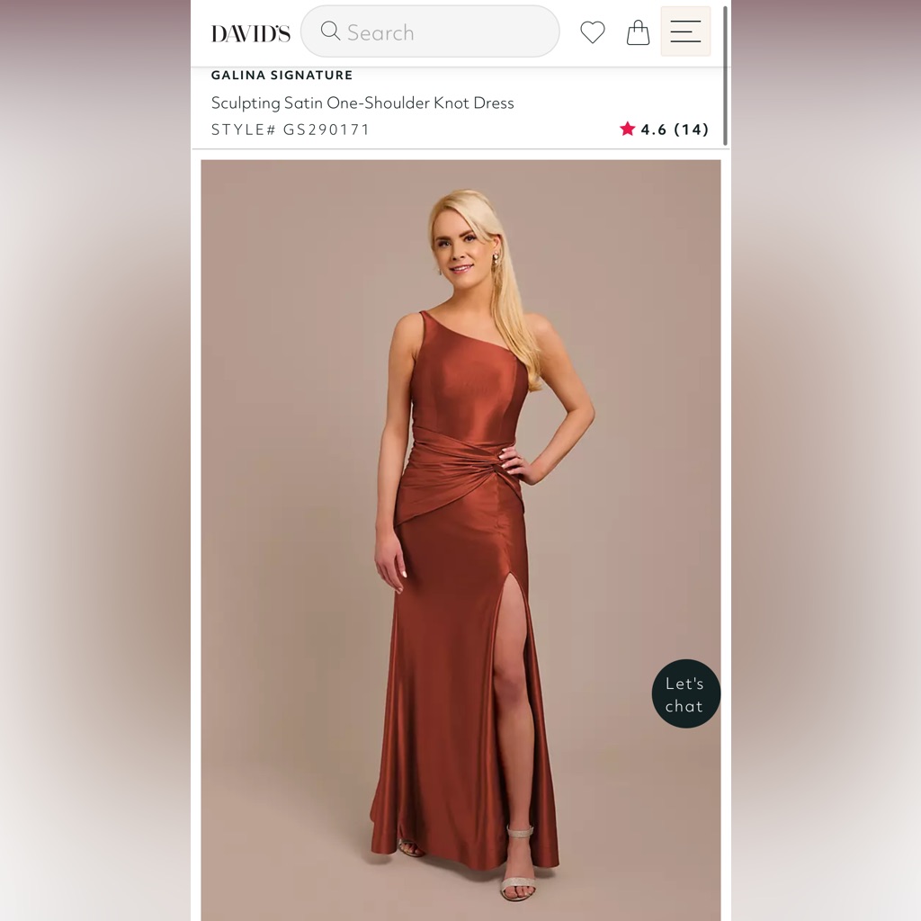 David’s Bridal Signature One-Shoulder Satin Bridesmaid Dress - Cinnamon
